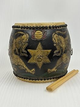 大太鼓　和太鼓　龍　彫り物　年代物　時代物　和楽器 Amazon | 和太鼓 太鼓 アンティーク 14in 木彫り 龍彫り 長期